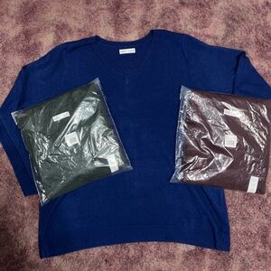 NWT - Women's Blue/Green/Red V-Neck Sweater Bundle